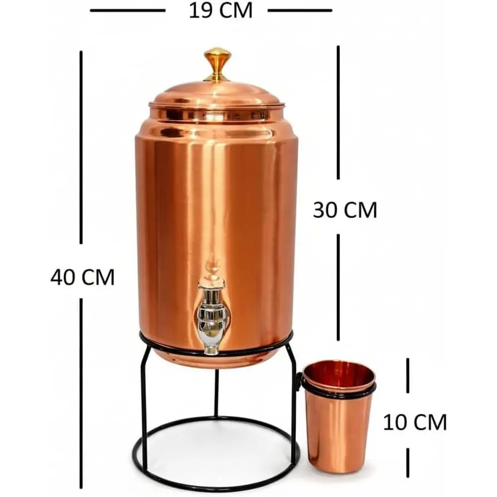 5L Copper Water Dispenser with Tap & Mug Set
