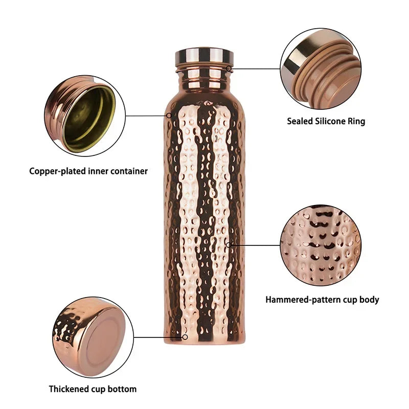 800ml Copper Bottle – One-Touch Lid & Anti-Slip Base