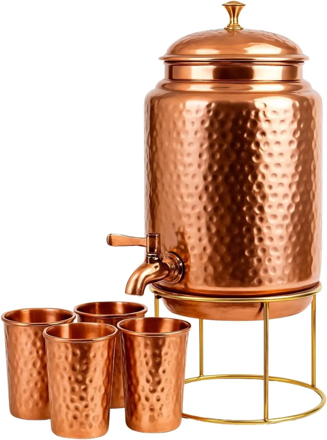 6.5L Pure Copper Water Dispenser with Tap & 4 Cup Set